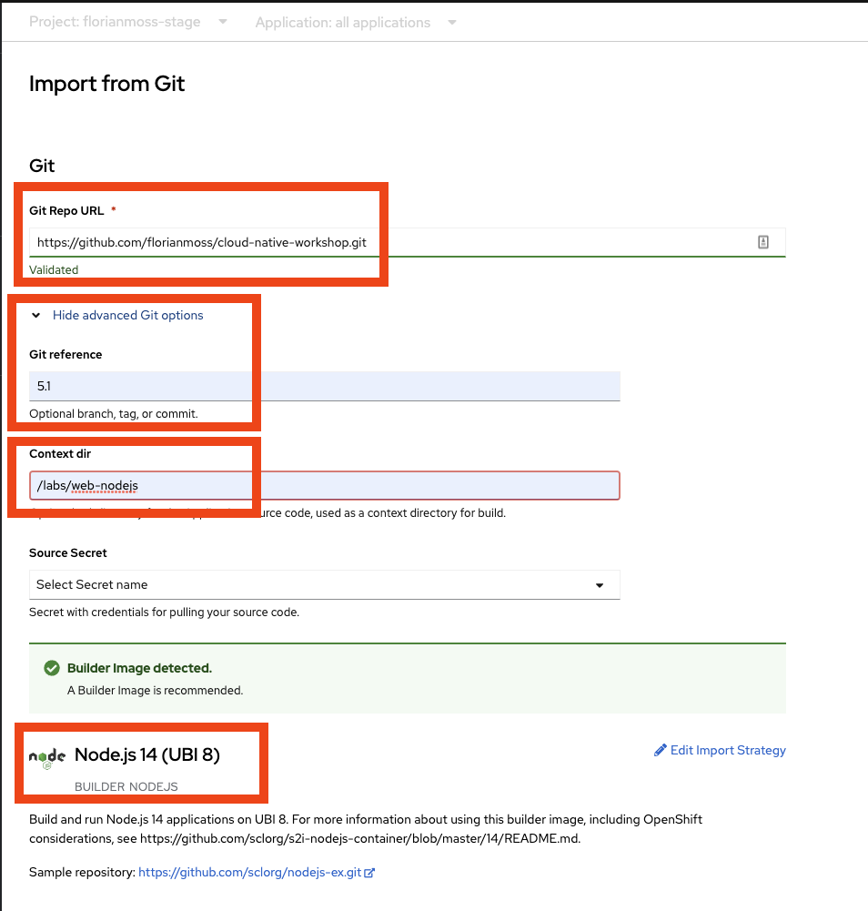 OpenShift - Node1 from Git