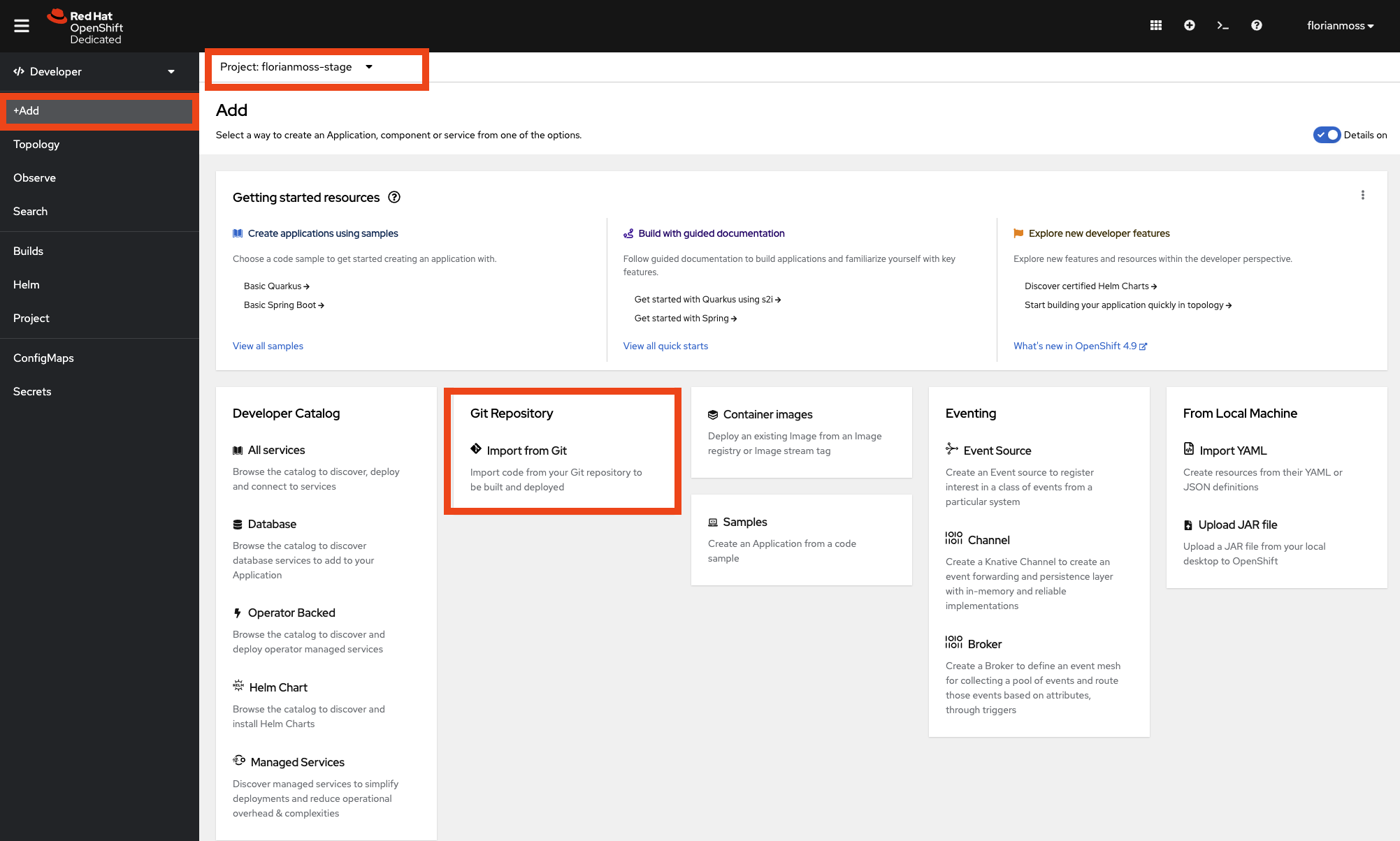 OpenShift - Add from Git